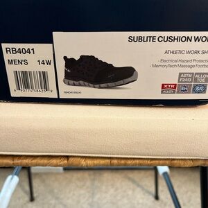 Reebok Men's Black and Gray Work Shoes with Steel Toe